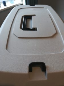 Close up of plastic cat carrier